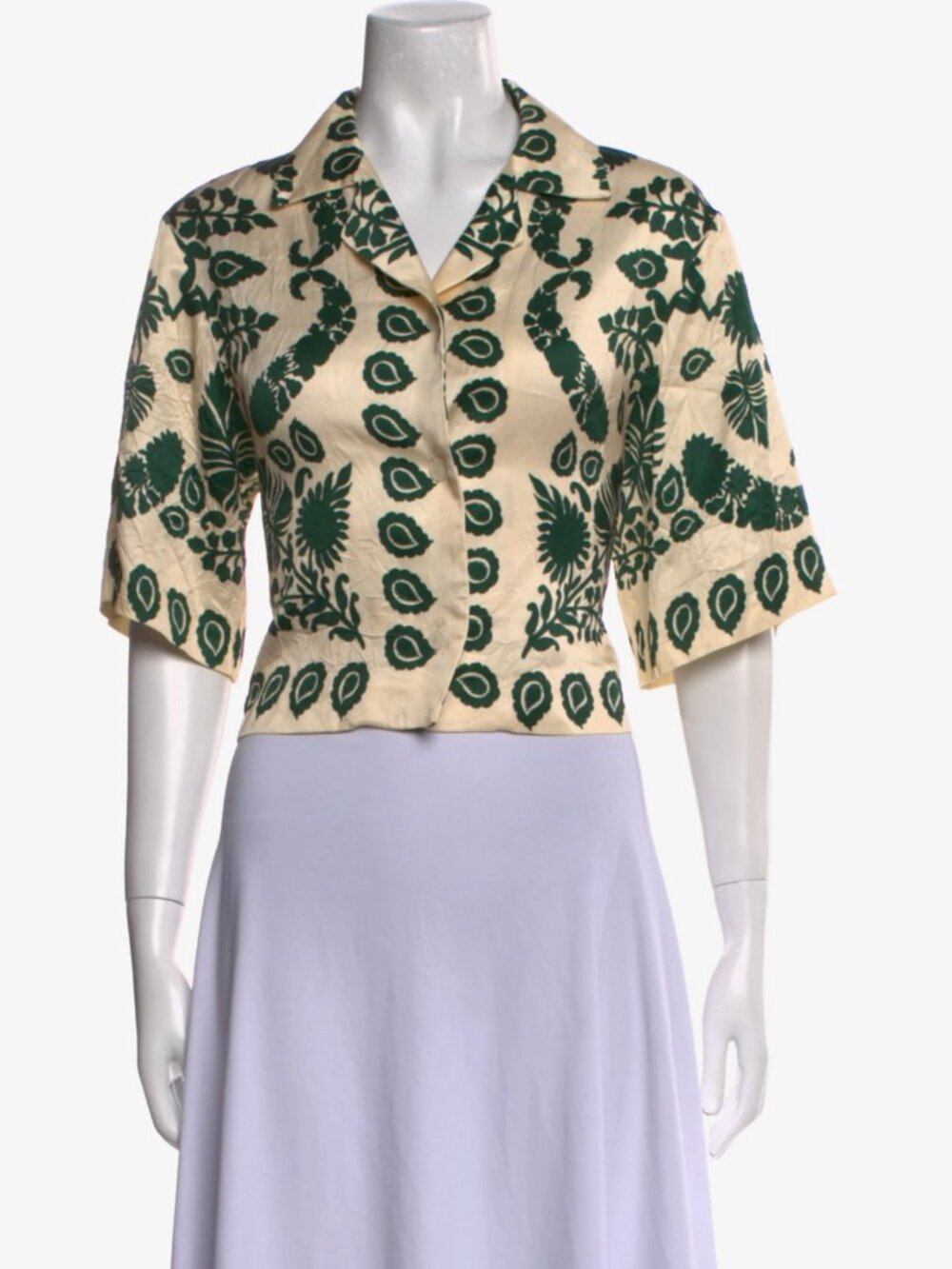 Sandro Printed Collared Crop Top - Picture 4 of 4